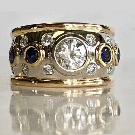 Retro Gold Inlay Zircon Ring